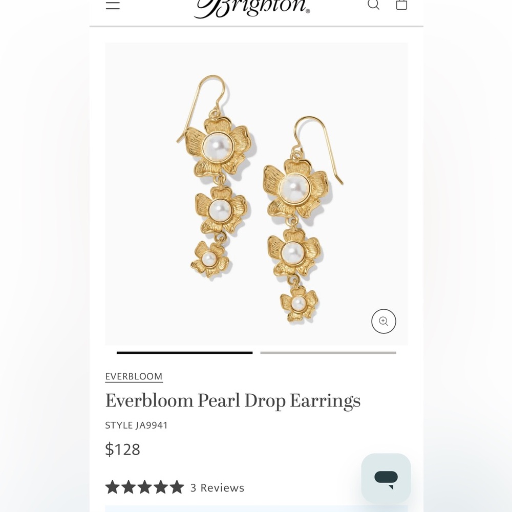 Brighton Everbloom French wire dangle drop flower earrings